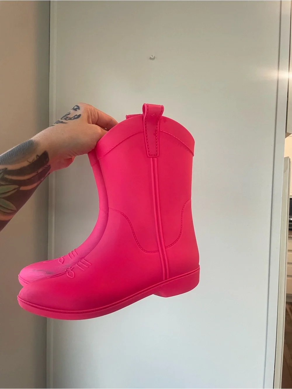 Dakota Ridge Neon Pink Cowboy Rain Boots